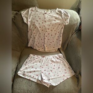 Laura Ashley White and Pink Floral Pajama Set